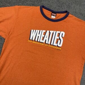 General Mills Wheaties T-Shirt Men's Large "Breakfast Of‎ Champions" Orange 2005